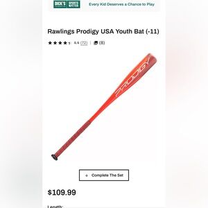 Rawlings Prodigy USA Youth Bat (-11)